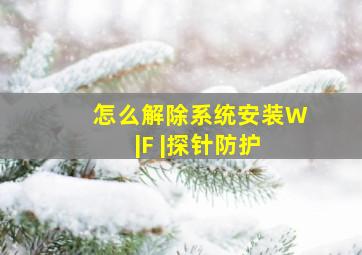 怎么解除系统安装W |F |探针防护